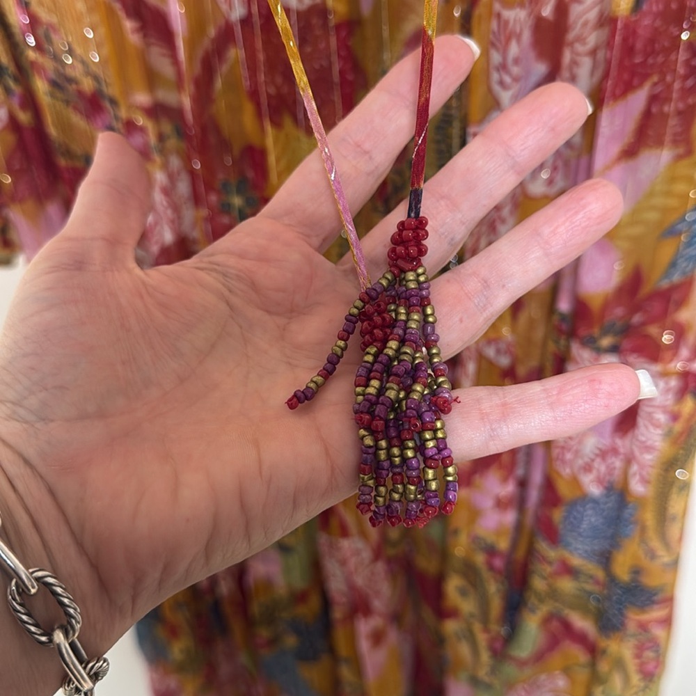 NEW FARM RIO banana floral beaded maxi dress medium - Picture 5 of 12